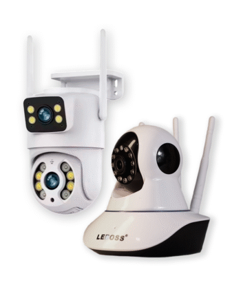 Kit 2.4 - 01 Câmera A28b Lente Dupla (externa) + 01 Câmera Babá Eletrônica (interna) + Instalação, Configuração e Materiais