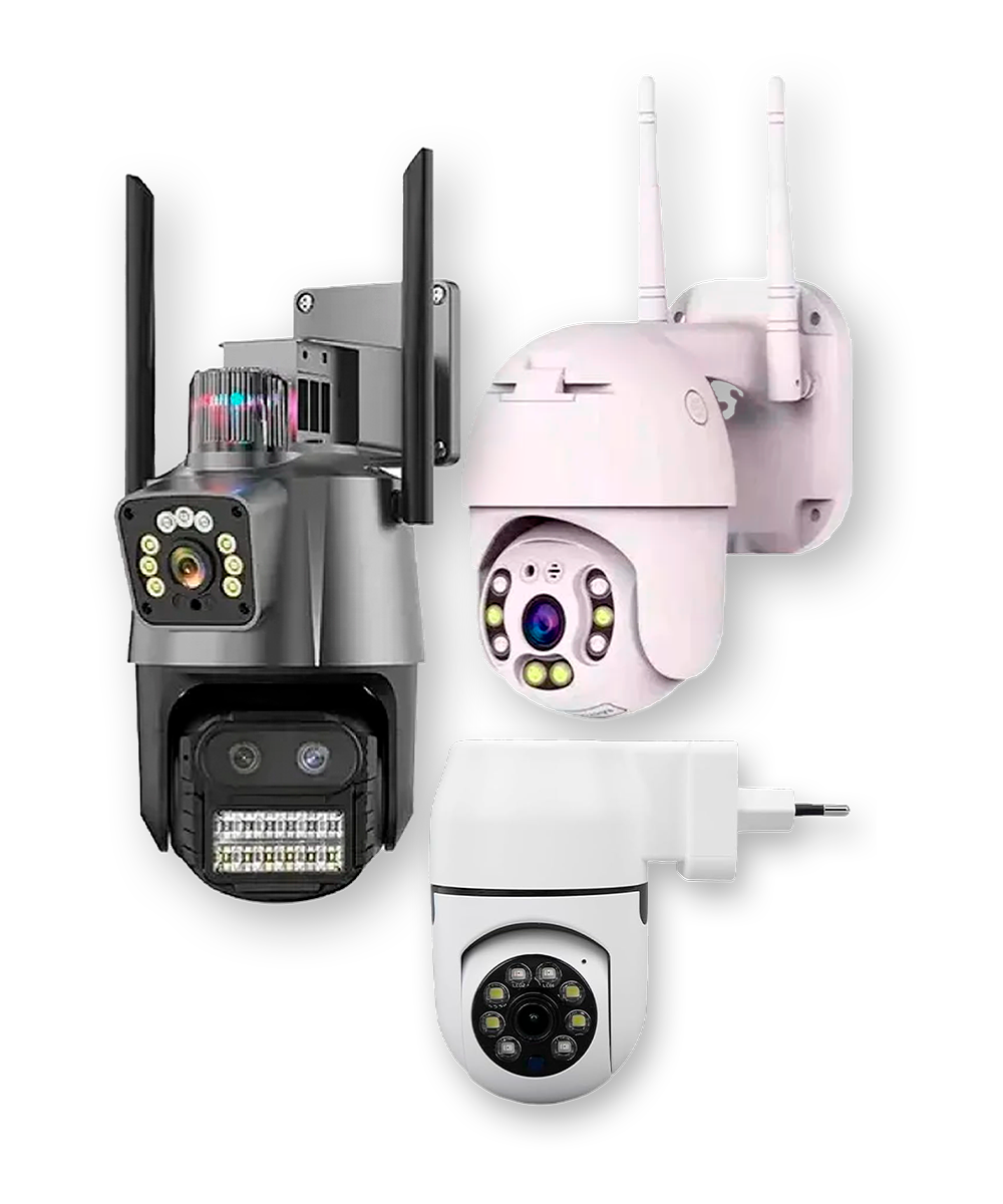 KIT 3 - 3 Kit 3.3 - 01 Câmera P11 Lente Dupla (externa) + 01 Câmera A8 (externa) + 01 Câmera Tomada (interna) + Instalação, Configuração e Materiais - Imagem 1