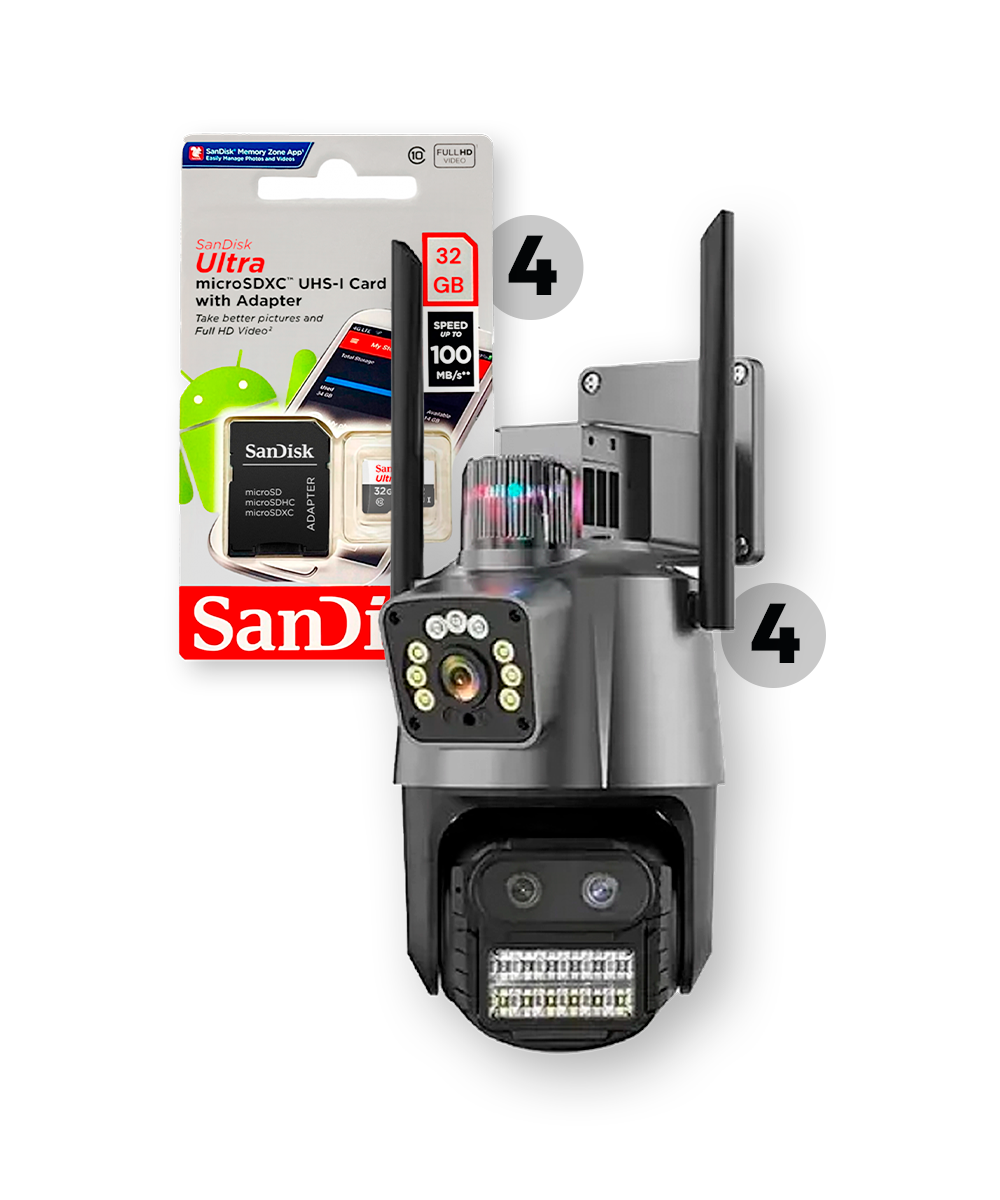 KIT 4 - 10 Kit 4.10 - 04 Câmeras P11 Lente Dupla (externas) + 04 Cartões 32GB + Instalação, Configuração e Materiais - Imagem 1