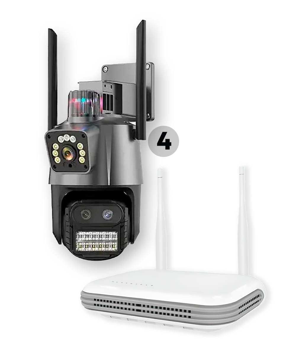 KIT 4 - 11 Kit 4.11 - 04 Câmeras P11 Lente Dupla (externas) + NVR 500GB + Instalação, Configuração e Materiais - Imagem 1