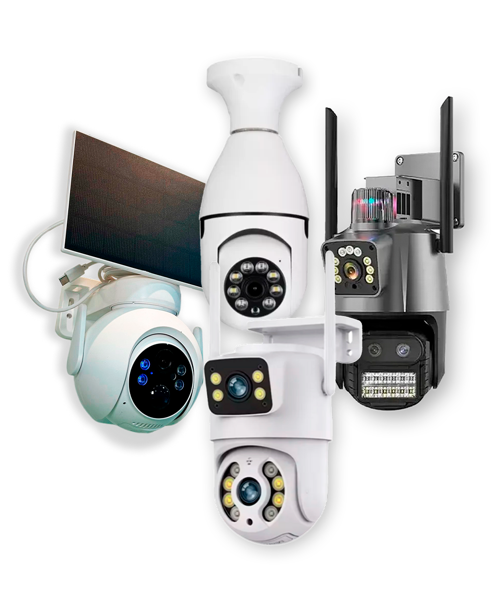 KIT 4 - 5 Kit 4.5 - P11 Lente Dupla + A28b Lente Dupla + Placa Solar (externas) + Câmera Lâmpada (interna) + Instalação, Configuração e Materiais - Imagem 1